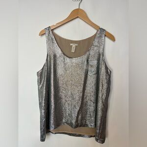 J.Crew Metallic Silk‎ Blend Tank Top Size: 14